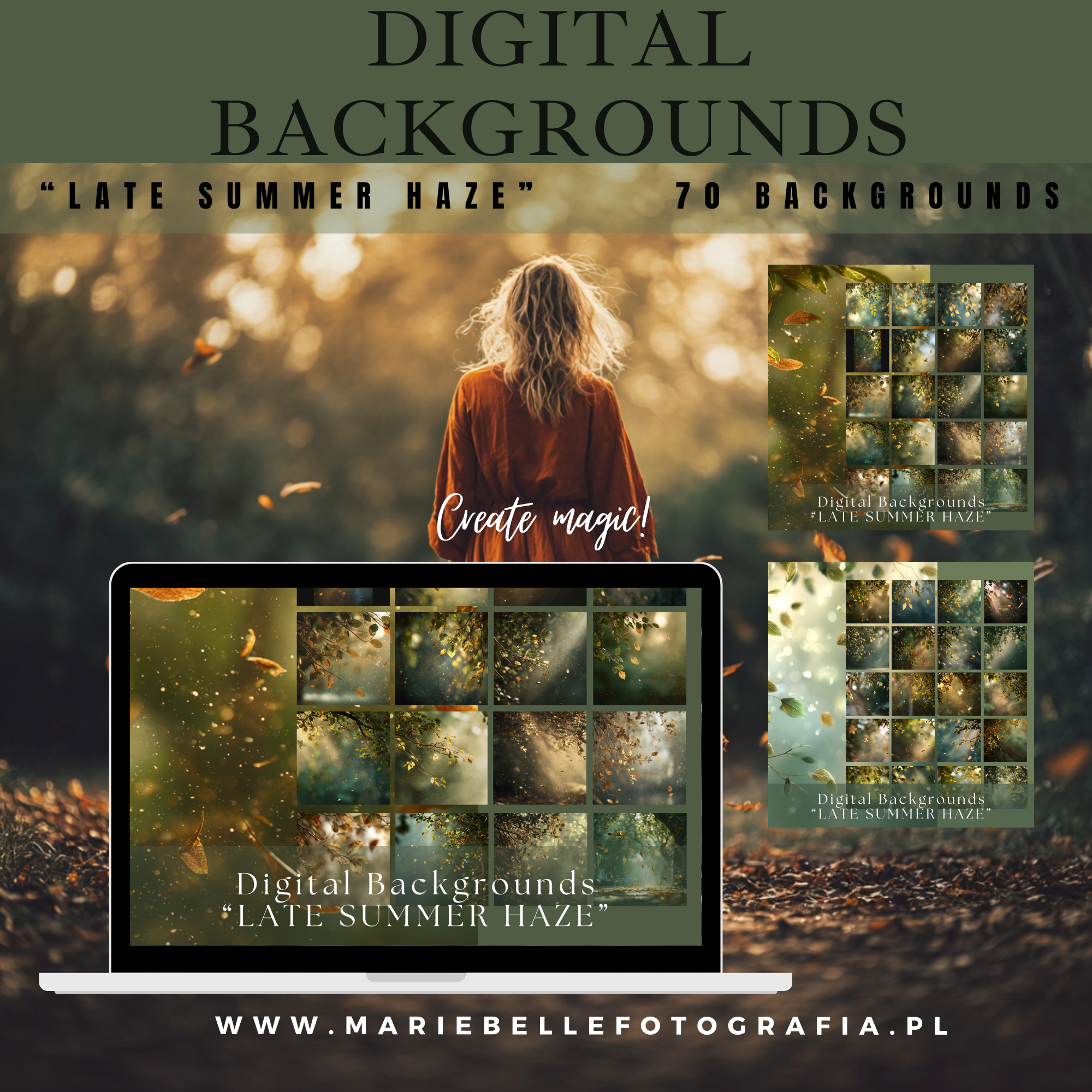 Zestaw kreatywnych teł cyfrowych "Late Summer Haze"