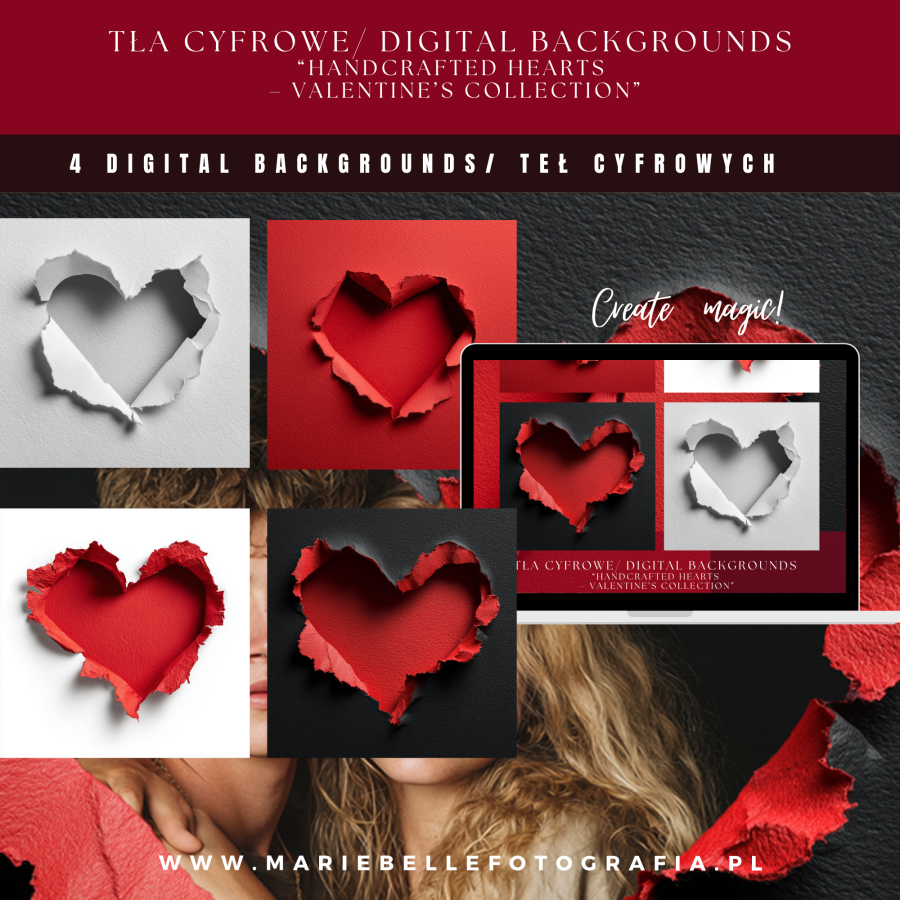 ⚠⚠ PROMOCJA ⚠⚠ TŁA CYFROWE/ DIGITAL BACKGROUNDS “Handcrafted Hearts – VALENTINE’S Collection”