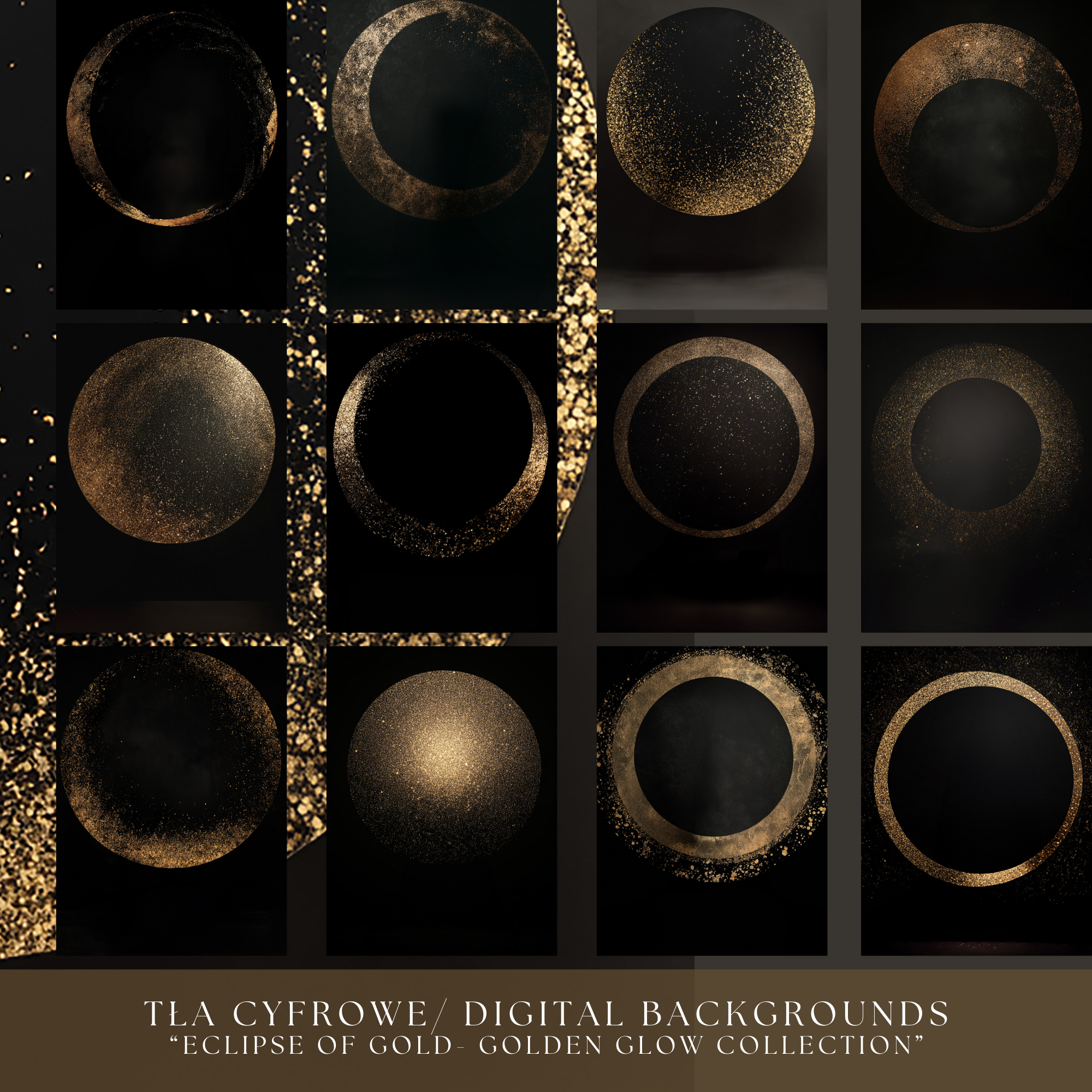 TŁA CYFROWE/ DIGITAL BACKGROUNDS “Eclipse of Gold- Golden Glow Collection" - obrazek 2