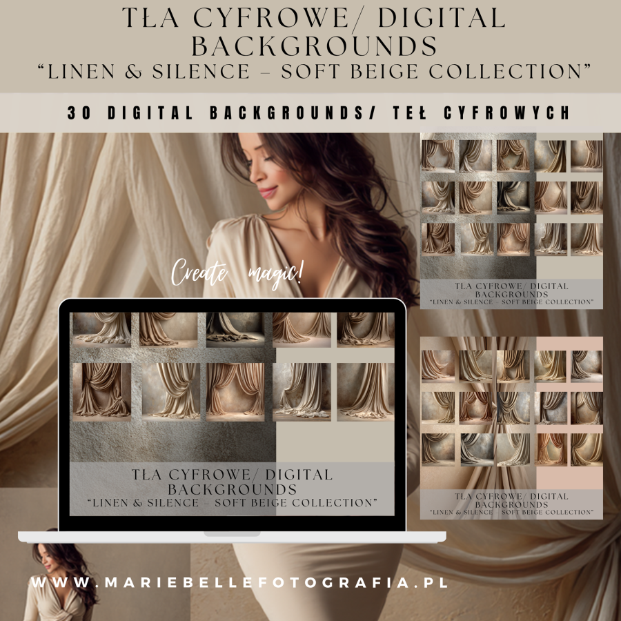 TŁA CYFROWE/ DIGITAL BACKGROUNDS “Linen & Silence – soft beige collection”