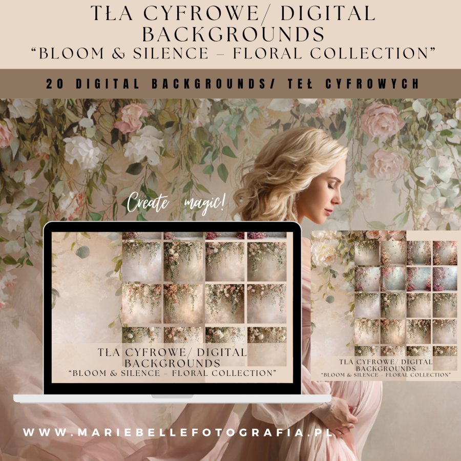 TŁA CYFROWE/ DIGITAL BACKGROUNDS ““Bloom & Silence – Floral Collection”