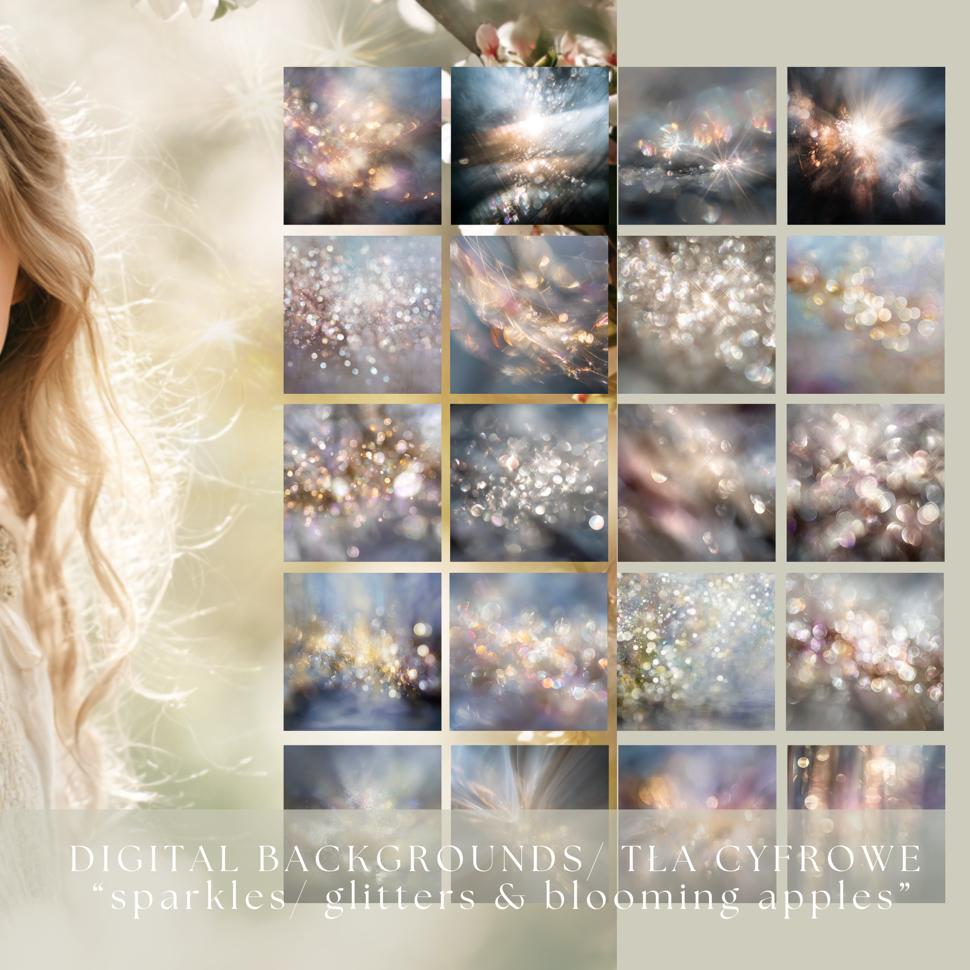 DIGITAL BACKGROUNDS/ TŁA CYFROWE “sparkles/ glitters & blooming apples” - obrazek 3