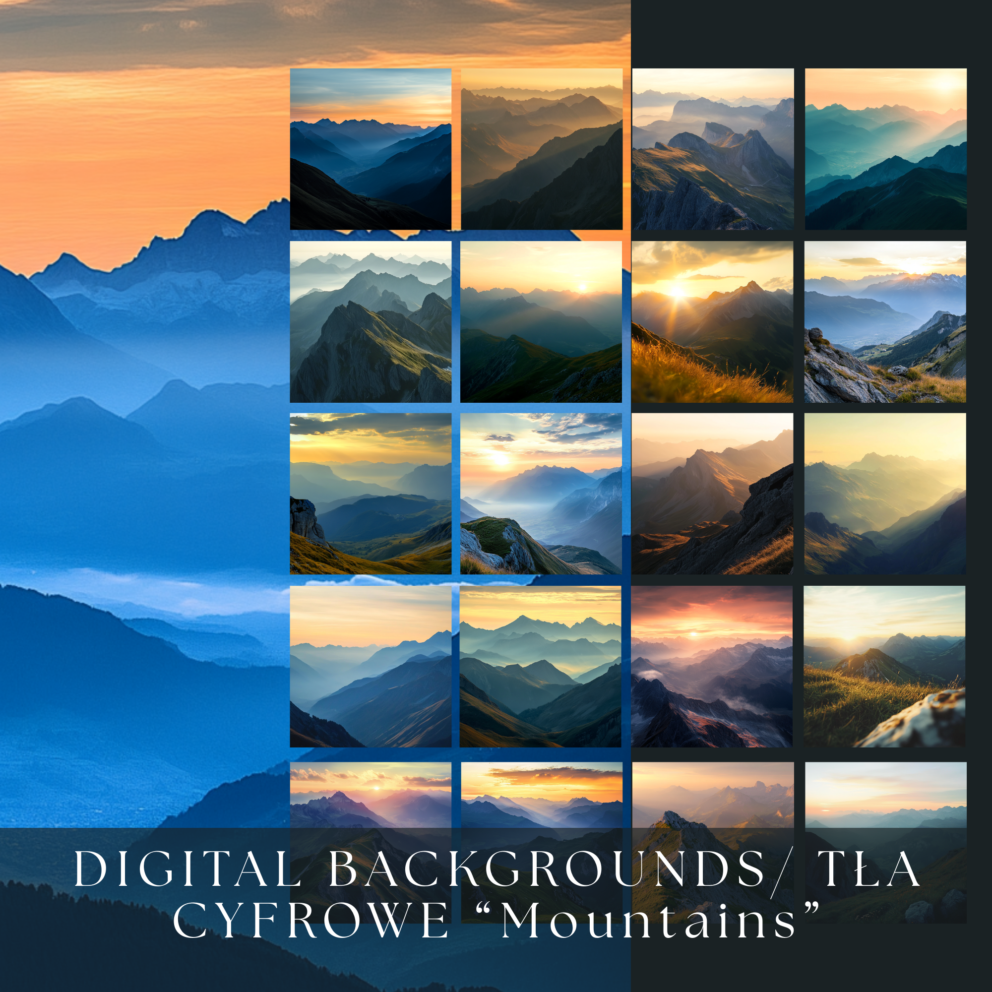 ⚠⚠ PROMOCJA ⚠⚠ Digital Backgrounds/ Tła Cyfrowe "Mountains" - obrazek 2