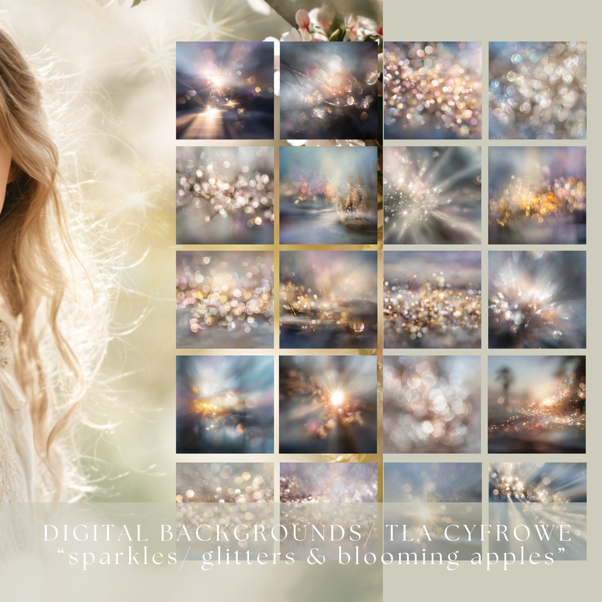 DIGITAL BACKGROUNDS/ TŁA CYFROWE “sparkles/ glitters & blooming apples” - obrazek 4