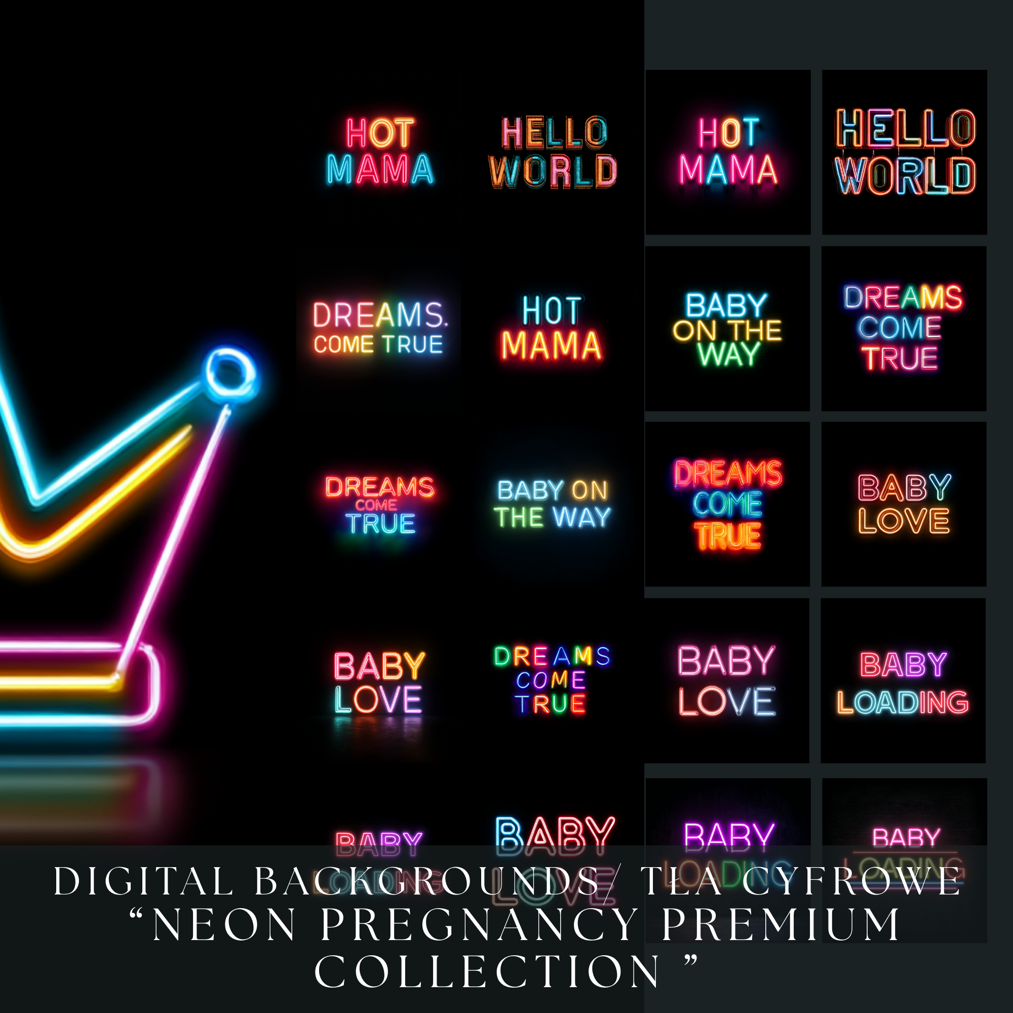 ⚠⚠ PROMOCJA ⚠⚠ Tła Cyfrowe/ Digital Backgrounds "NEON PREGNANCY PREMIUM COLLECTION" - obrazek 3