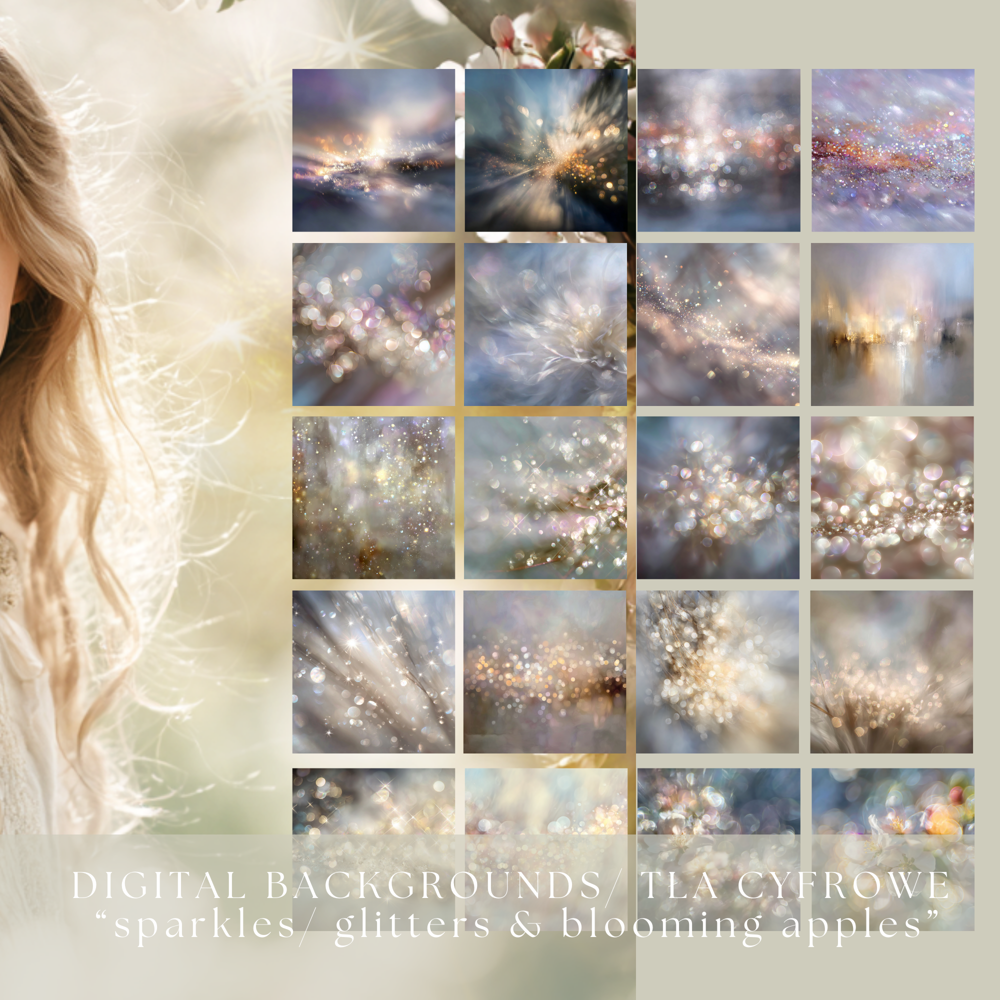 DIGITAL BACKGROUNDS/ TŁA CYFROWE “sparkles/ glitters & blooming apples” - obrazek 5