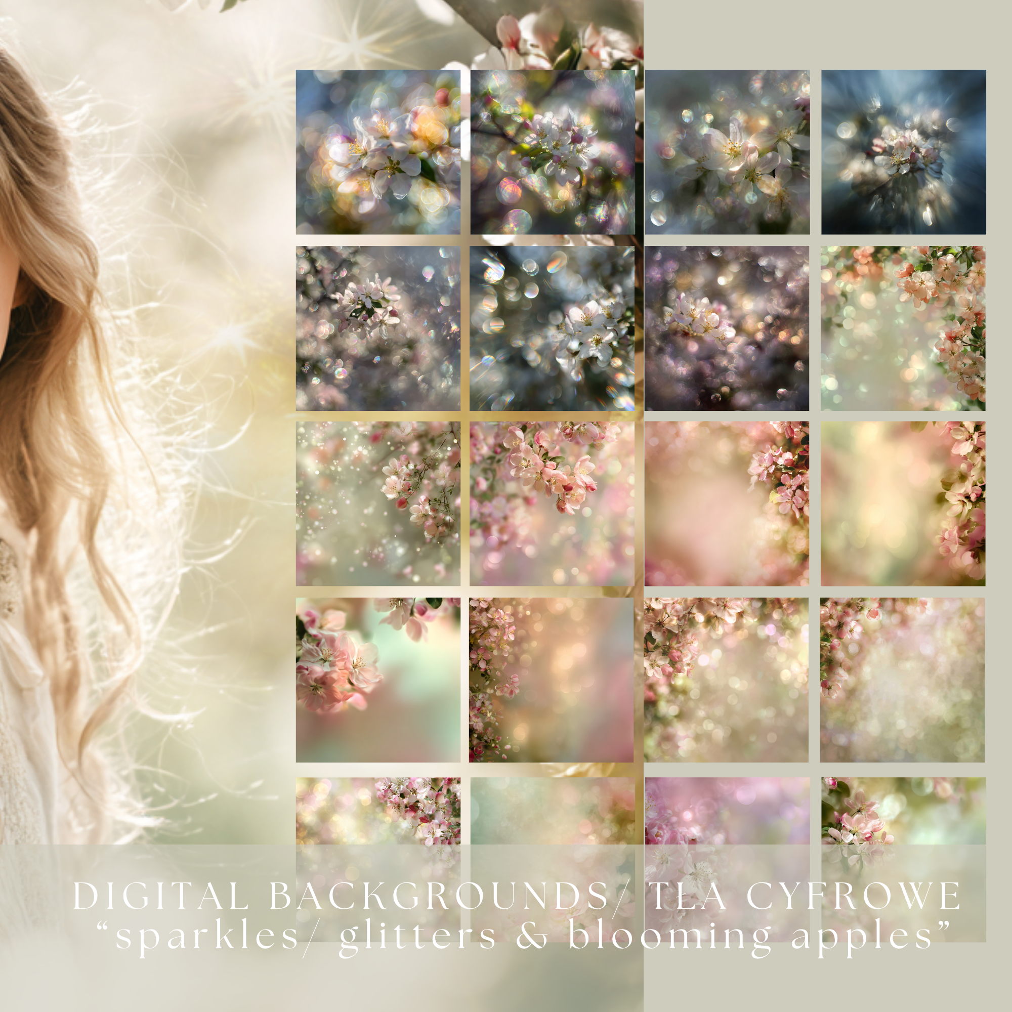 DIGITAL BACKGROUNDS/ TŁA CYFROWE “sparkles/ glitters & blooming apples” - obrazek 6