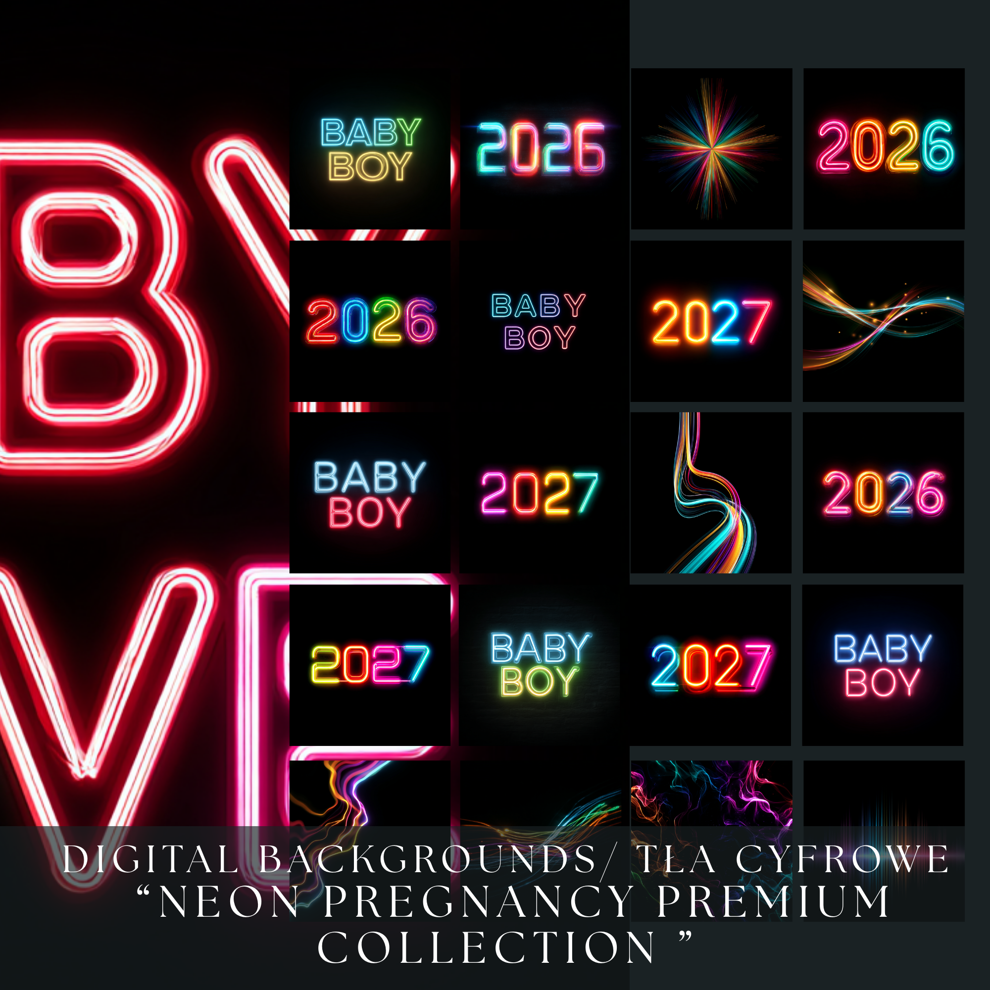 ⚠⚠ PROMOCJA ⚠⚠ Tła Cyfrowe/ Digital Backgrounds "NEON PREGNANCY PREMIUM COLLECTION" - obrazek 5