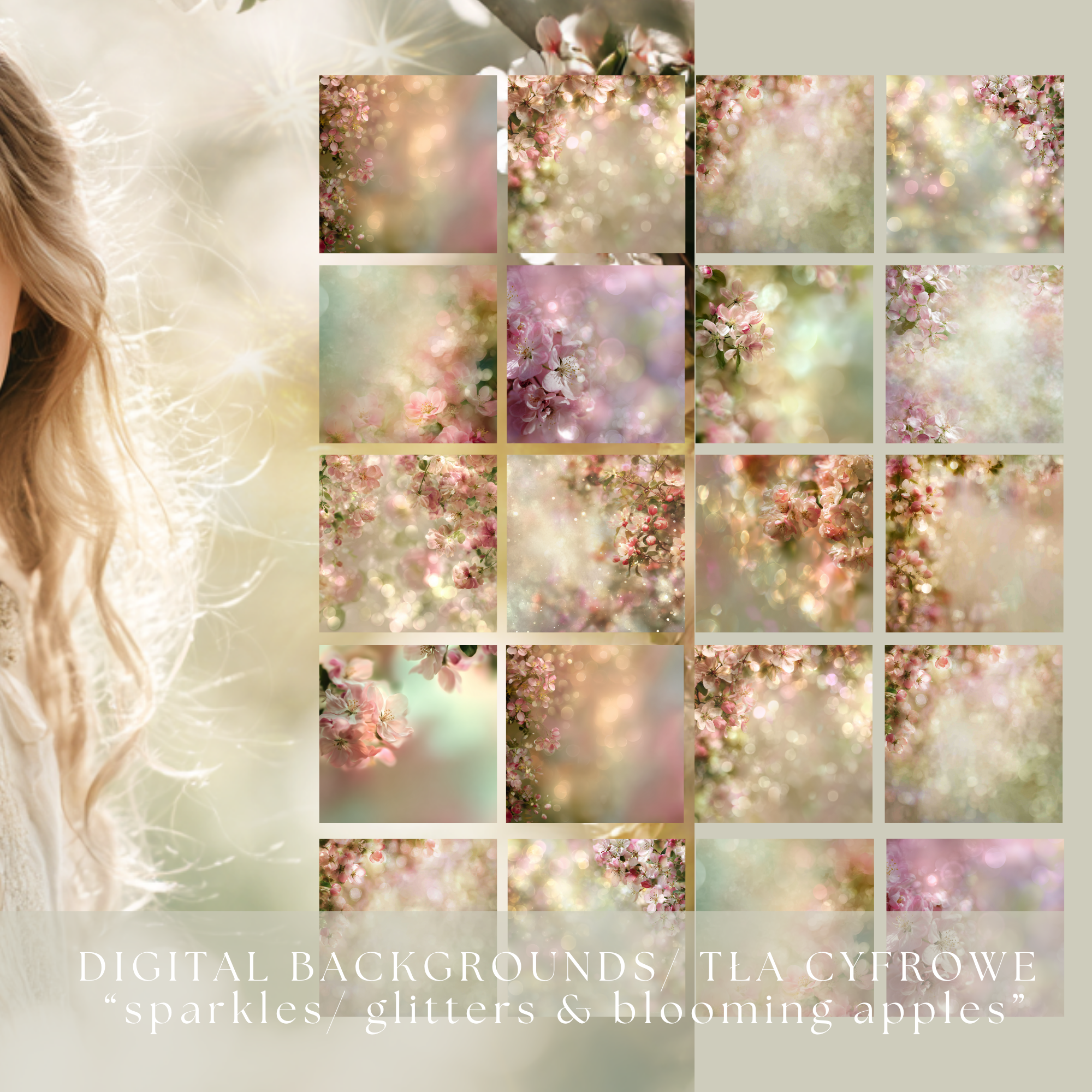 DIGITAL BACKGROUNDS/ TŁA CYFROWE “sparkles/ glitters & blooming apples” - obrazek 7