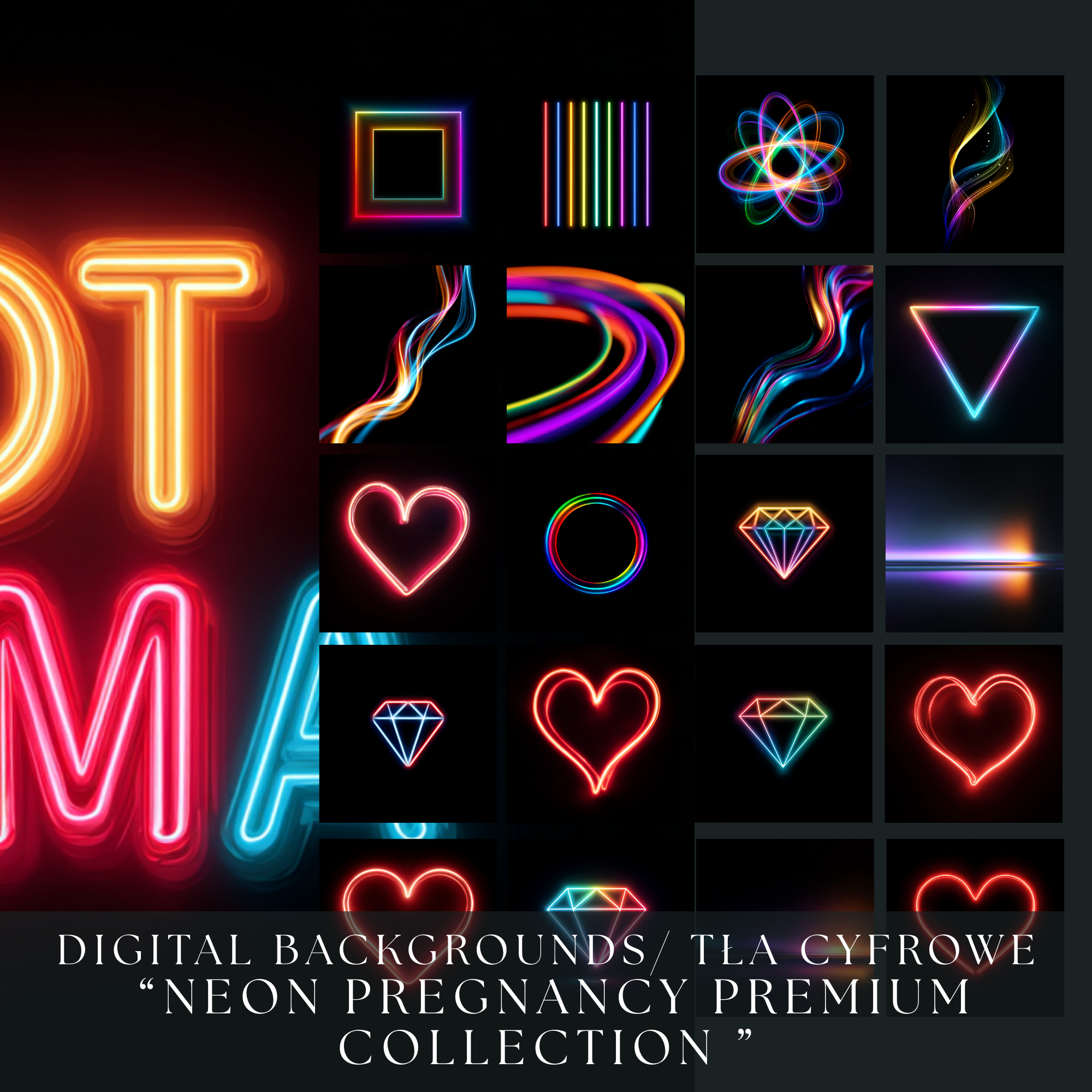 ⚠⚠ PROMOCJA ⚠⚠ Tła Cyfrowe/ Digital Backgrounds "NEON PREGNANCY PREMIUM COLLECTION" - obrazek 6