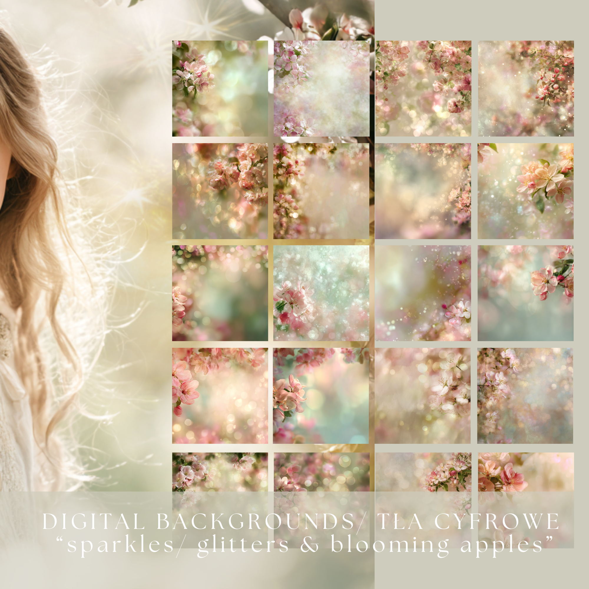 DIGITAL BACKGROUNDS/ TŁA CYFROWE “sparkles/ glitters & blooming apples” - obrazek 8